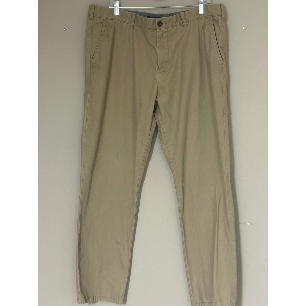 Tommy Hilfiger Mens Chino Pants 38x32 Khaki Tan Cotton Twill Casual Trousers